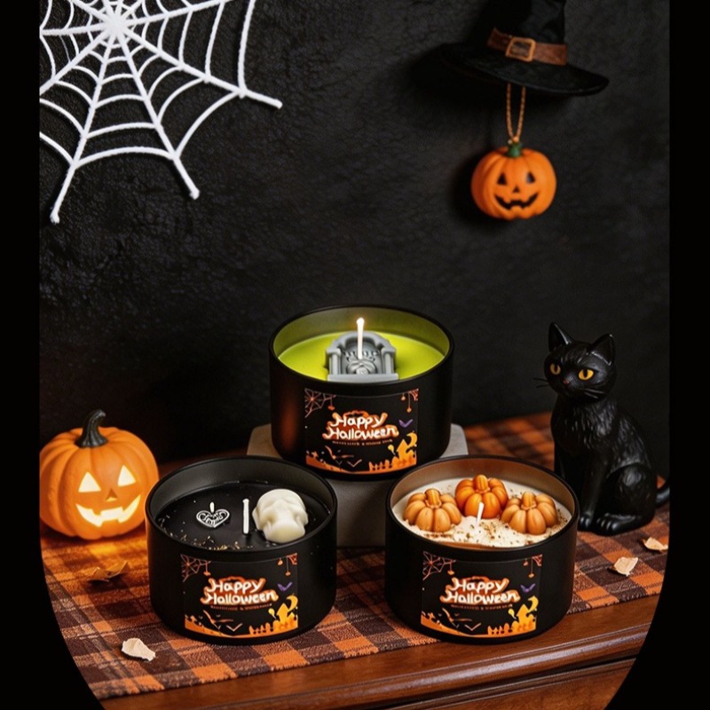 Autumn Halloween Decoration fo - Black Tin Candle 评论和价格