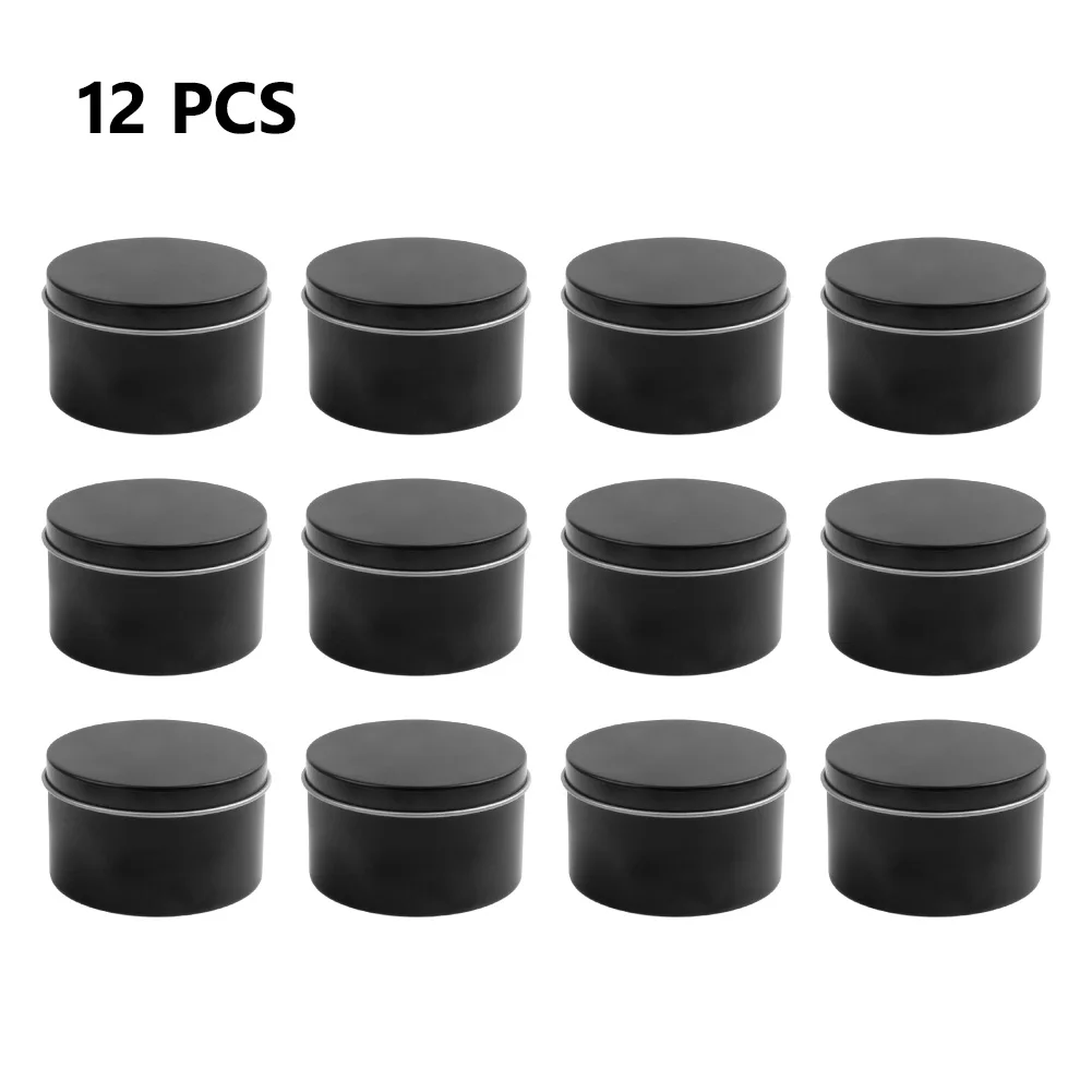 12/24Pcs Round Metal Tin Box C - Black Tin Candle 评论和价格